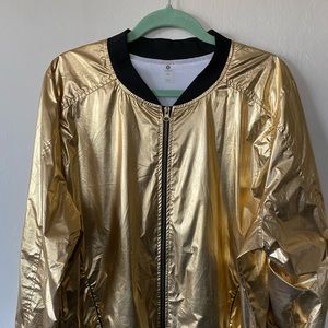 Xersion metallic gold bomber windbreaker 2x